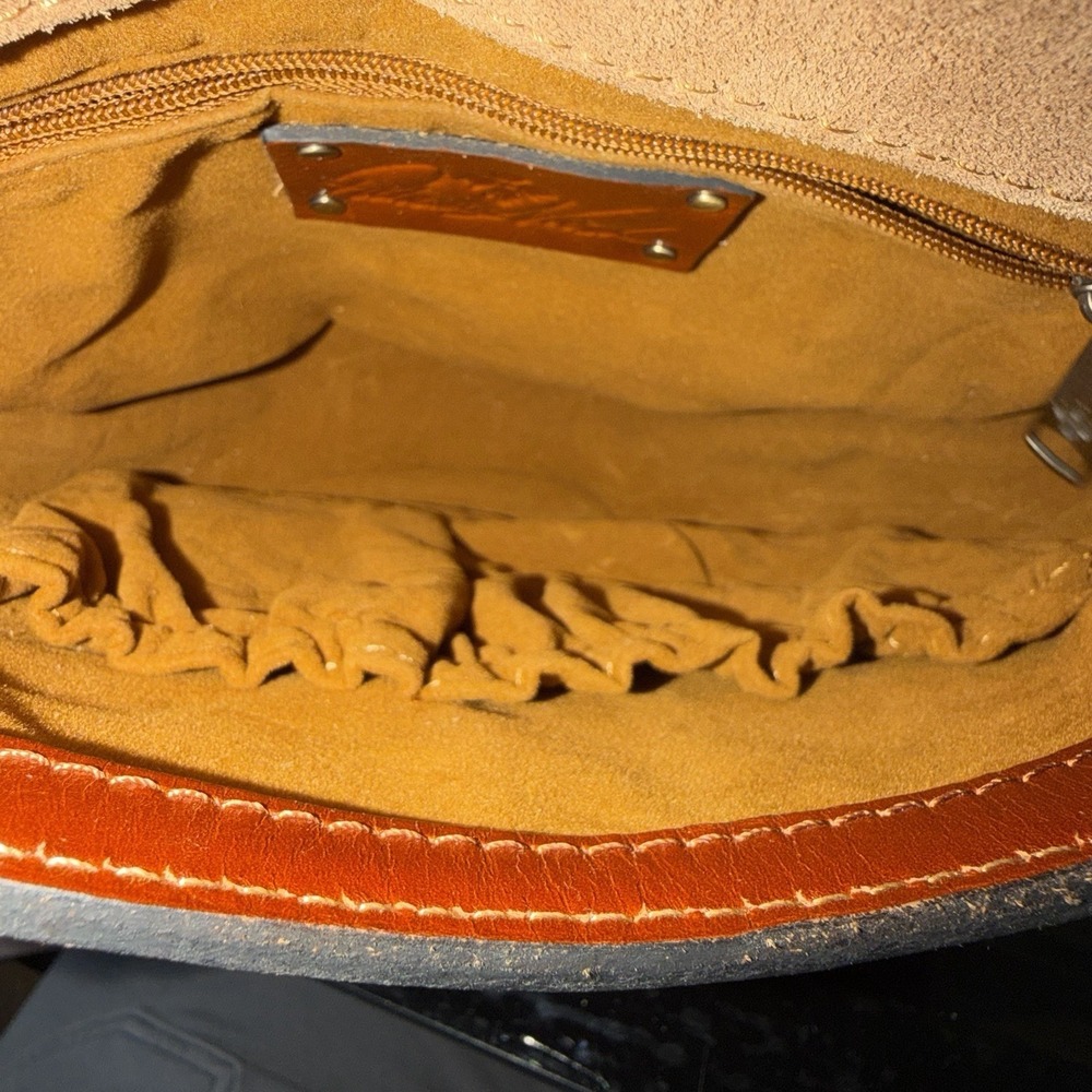 Patricia Nash Brown Leather Crossbody with Multicolor Floral & Butterfly Paint - Picture 9 of 9